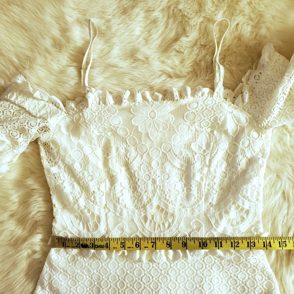 Parker Irma Lace Off the Shoulder Dress in White Size 8 - Picture 10 of 12
